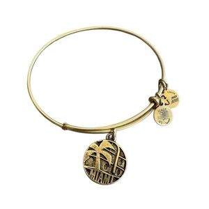 Gold Bangle Bracelet with Miami Palm Tree Charm